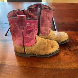 Pink Leather Cowgirl Boots, Size 8T